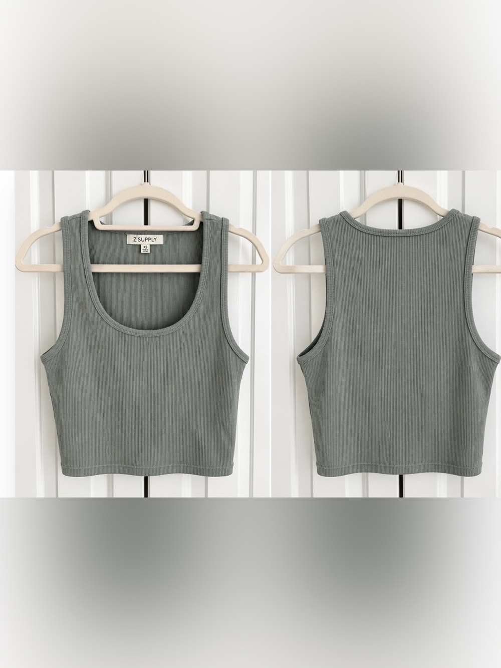 Z Supply Ribbed Crop Tank – Sage Green – XS worn 1x